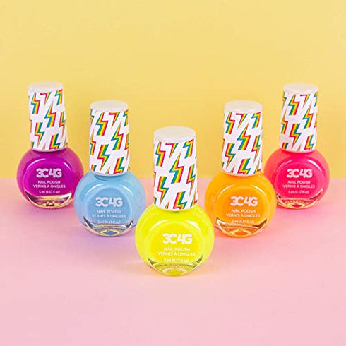 Three Cheers for Girls - Neon Nail Polish Set - Quick Dry Nail Polish for Girls - Includes 5 Neon Colors - Non-Toxic Nail Polish Kit for Kids Ages 8+