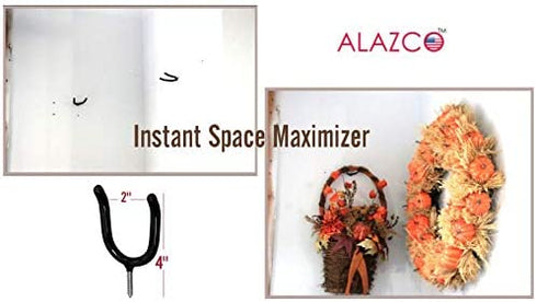 ALAZCO 16 Black Vinyl Coated Steel Wall Mount Screw-in Heavy Duty Tool Holders 4? Utility U-Hooks for Garage Workshop Storage Hang Shovels Rakes Brooms Garden Tools Sports Equipment Tennis Racket