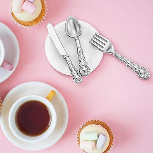 37 Pieces 1:12 Scale Miniatures Dollhouse Kitchen Accessories Include 16 Mini Doll Plates Knife Fork Spoon, 6 Mini Egg Beater Utensil, 15 Mini Tea Cup Set for Doll Toy Supplies (Blue Flower)