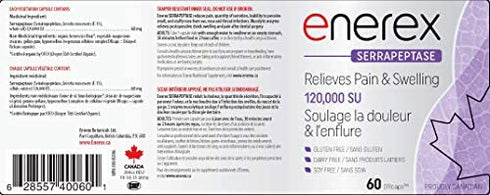 ENEREX - Serrapeptase 120,000 SU - Pain & Inflammation Enzyme, 60 capsules