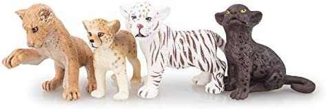 TOYMANY 8PCS 2-5" Plastic Jungle Animals Figure Playset Includes Baby Animals, Realistic Lion,Tiger,Cheetah,Black Panther Figurines with Cub, Cake Toppers Christmas Birthday Toy Gift for Kids Toddlers