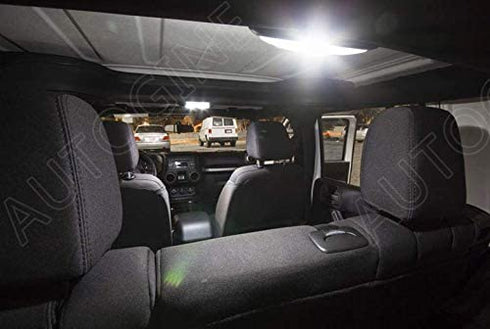 AUTOGINE 6 Piece CANBUS LED Interior Light Kit for Jeep Wrangler JK 4-Door 2007 2008 2009 2010 2011 2012 2013 2014 2015 2016 2017 Super Bright 6000K White Interior LED Bulbs Package + Install Tool