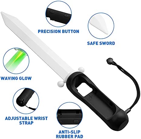 LED Sword for The Legend of Zelda: Skyward Sword HD Game Accessory, FANPL Lighted Game Sword Handle Grip for Switch & Switch OLED Right Joy Con Controller, Enhanced Zelda Gaming Experience (Black)