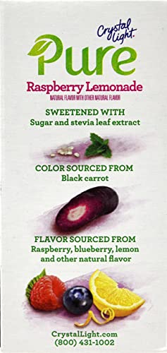 Crystal Light Pure Raspberry Lemonade On The Go Drink Mix, 7-Packet Box (4 Box Pack)
