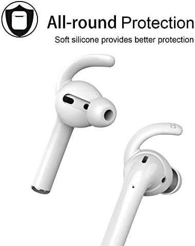 Anti-Slip Earhooks Soft Silicone Skin Compatible with Apple Airpods 2 & 1 Lightweight Sound Quality Enhancement for Headphones Outdoor Activities in-Ear EarHook 2 Pairs White