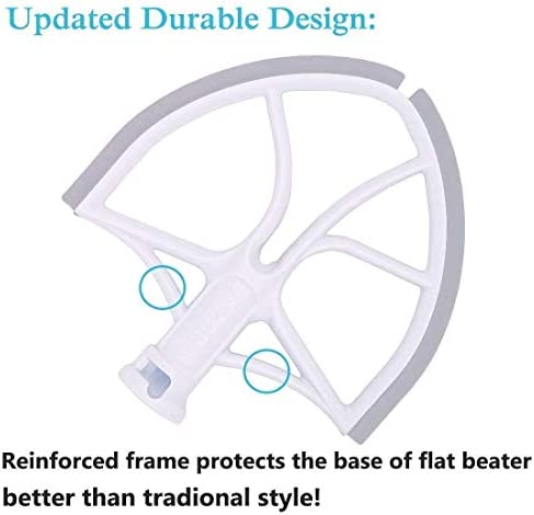 Flex Edge Beater for KitchenAid Bowl-Lift Stand Mixer Attachment 6 Quart - Coated Flat Beater Blade with Silicone Edges - Useful Mixer Accessory(Grey)