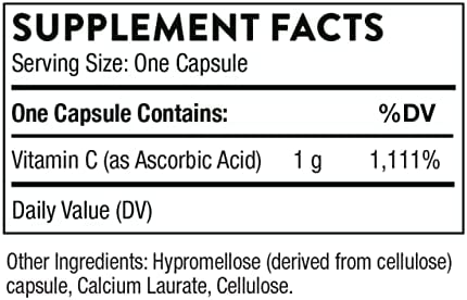 Thorne Ascorbic Acid - 1000 mg Vitamin C Supplement - Supports Healthy Immune Response, Collagen Formation, and Antioxidant Support - Gluten-Free - 60 Capsules