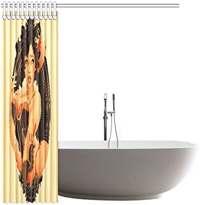 CTIGERS Fashion Shower Curtain Black Pin Up Girl Polyester Fabric Bathroom Decoration 66 x 72 Inch