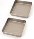 Bakestudio Square Cake Pan set of 2, Deep Baking Sheets for oven, Nonstick Baking Tray, Gold-Perfect for Brownies, Cakes, Casseroles-Durable Warp-Resistant (9.4 Inch)