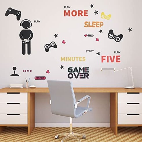 Gamer Room Decor Gaming Wall Decals Sticker Gamer Decals Boys Room Decals Video Game Decor Eat Sleep Game Wall Decal for Gamer Bedroom Playroom Decorations (Chic Style)