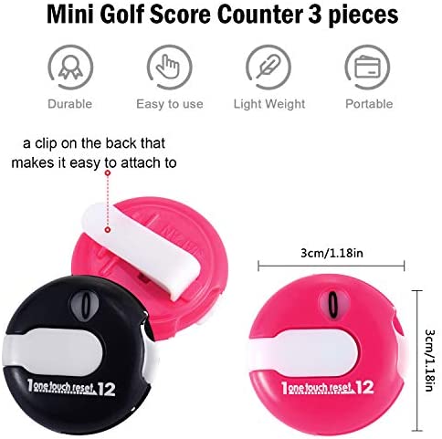 Frienda Golf Score Counter Mini Stroke Counter with One Touch Reset Handheld Score Counter Up to 12 Shots Score, 4 Pieces
