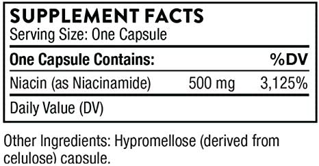 Thorne Niacinamide - 500mg Niacin - Non-Flushing Form of Vitamin B3 - Support Joint Health, Skin Health & Restful Sleep - Gluten-Free - 180 Capsules