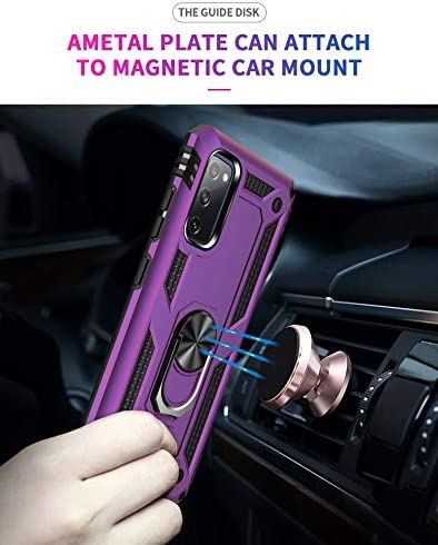 Samsung Galaxy S20 FE 5G case,PUSHIMEI Military Grade Heavy Duty Protection Phone Case Cover with Screen Protector Magnetic Ring Kickstand for Samsung Galaxy S20 FE (Fan Edition)(Purple Military Case)