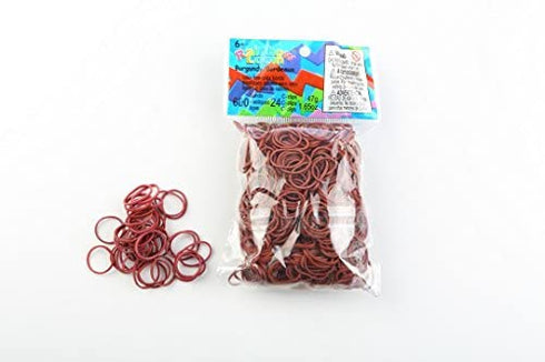 Rainbow Loom® Burgundy Rubber Bands with 24 C-Clips (600 Count)