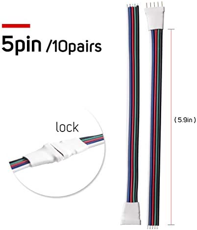 BTF-LIGHTING 10 Pairs 5pin SM JST Male/Female 15cm Connector Wire Cable for Flexible 5050 RGBW RGBWW LED Strip Light