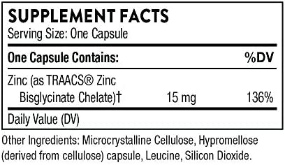 Thorne Zinc Bisglycinate 15 mg - 60 Capsules