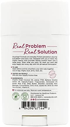 Zone Naturals Chub Rub All Natural Anti Chafing Stick, 1.5 Ounce, Pack of 2