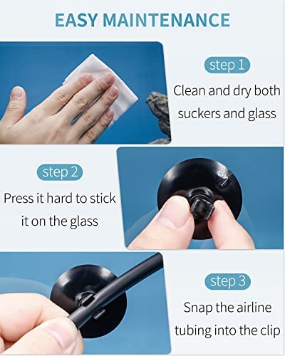 Pawfly Aquarium Suction Cup Clips for Standard 3/16" ID Airline Tubing Black Air Hose Holder Clamp Accessories for Fish Tank Aeration Setup, 20 Pack