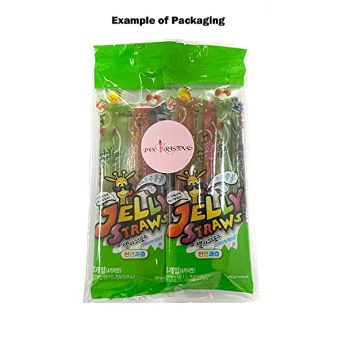 Jelly Straws Pack of 2 - Jelly Noodles Gummies Peach Mango Blueberry Lychee Flavors