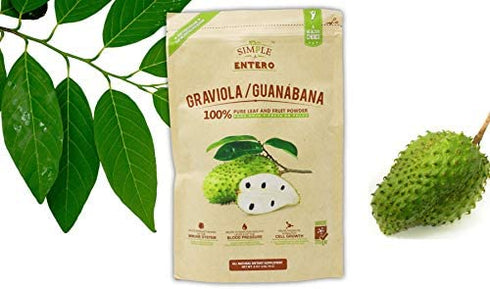 Simple y Entero Graviola / Guanabana, 100% Pure Leaf Powder, Helps You Boost Your Immune System, Vegan, 8 Oz, Bag