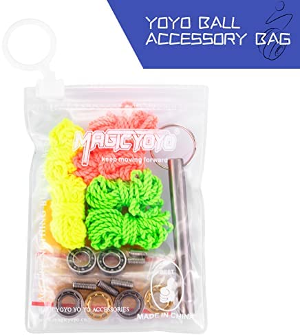 MAGICYOYO Complete Yoyo Bearing Pack, 10 Ball Golden Unresponsive Yoyo Bearing + Size C 8 Ball Yoyo Bearing + Narrow C Responsive Yoyo Bearing + Bearing Removal Tool + 6 Yoyo Strings + 6 Yoyo Axles