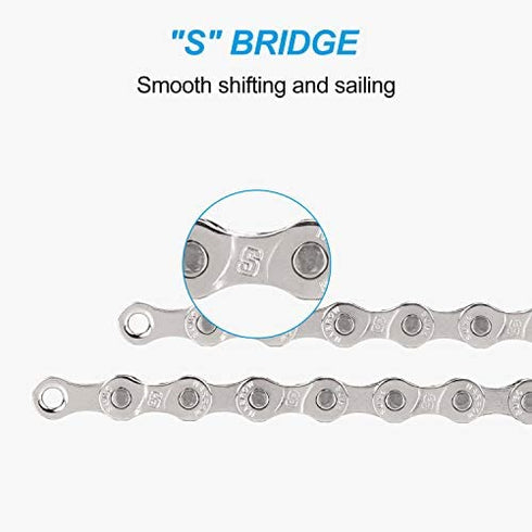 Inkesky 6/7/8 Speed Bike Chains - 116 Links - 1/2 x 3/32 Inch - Compatible with Shimano/KMC/Campagnolo/SRAM for Road & Mountain Bike