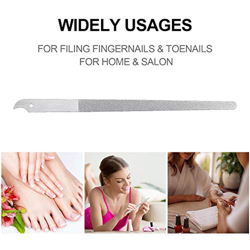 8 Packs Diamond Nail File Stainless Steel Double Sided Nail File Metal File Buffer Fingernails Toenails Manicure Files Manicure Pedicure Tools for Salon and Home, 8 Inches