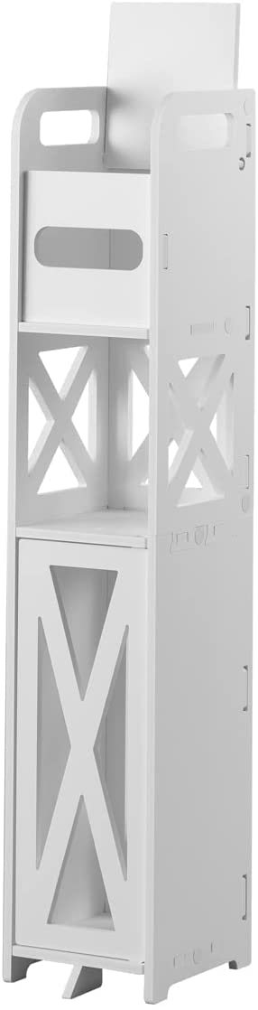 Toilet Paper Stand,Toilet Paper Holder Stand Behind Toilet Storage for Restroom Cabinet,Bathroom Storage Cabinet with Toilet Paper Holder Insert,Bathroom Stand for Small Space,White by J JINXIAMU