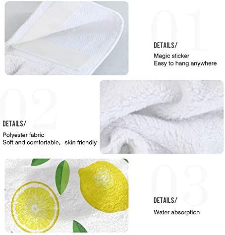 Summer Fresh Lemons Hanging Kitchen Towels Yellow Lime Orange Slices Fruit Leaves Bathroom Hand Tie Towel Fast Drying Dish Tea Towels for Bath Tabletop Gym Home Decor Set of 2