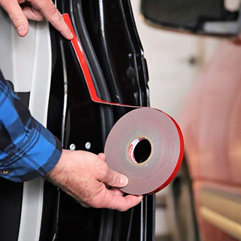 XFasten Super Strength Automotive Molding Tape, Gray, 1/2-Inch x 30-Foot, Double Sided Exterior Mounting Tape for Auto Body Molding, Trim, Side Mirror, Emblem, Nameplate and Outdoor Applications