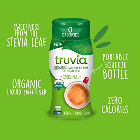 Truvia Organic Zero Calorie Liquid Stevia Sweetener Bottle, Original flavor, 2.7 fl. oz.