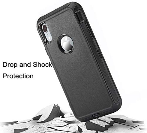 Stroson for iPhone XR Case with Built in Screen Protector, 3 in 1 Full Body Drop Protection Heavy Duty Shockproof Rugged Bumper for Women Man Protective Cover Phone Case for iPhone XR 6.1” (Black)