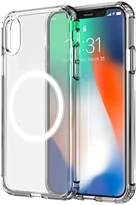 amCase Clear Case with Built-in Magnets Compatible with MagSafe, iPhone X/Xs (5.8"), Support Wireless Charging and Magnetic Stand, Strong Magnetic, Shockproof Protective