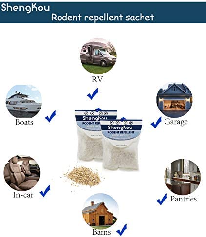 ShengKou Deterrent Mouse Repellent Pouches, Keep Rodent, Mice, Rats Away from Your House, Indoor, Cars, Vehicles, Home (4 Packs)