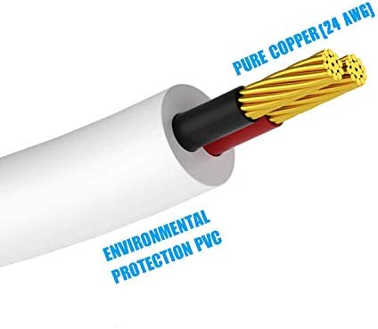 USB Adapter Cord 2.5mm Replacement DC Charging Cable USB Fast Charging Cable - (White 2 Pack)