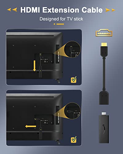 HDMI Extension Cable, Extractme 2-Pack High Speed HDMI Male to Female Extender Adapter Converter Support 4K & 3D 1080P for Google Chrome Cast, Roku Stick, TV Stick, HDTV, PS3/4, Xbox360, Laptop and PC