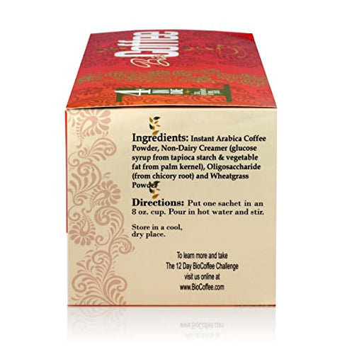 Bio Coffee- NEW! - First Organic Instant Non-dairy Alkaline Coffee (12 Sachet Box)
