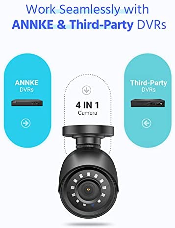 ANNKE 1080p Security Camera 4-in-1 CCTV Bullet Wired Camera, AHD/TVI/CVI/CVBS, IP66 Weatherproof Analog Surveillance Video Add–On Camera for Indoor and Outdoor Use, 100 ft Clear Night Vision - E200