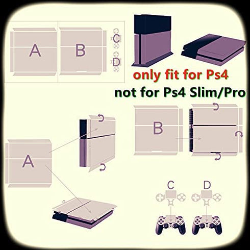 Decal Skin for Ps4, Whole Body Vinyl Sticker Cover for Playstation 4 Console and Controller (Include 4pcs Light Bar Stickers) (PS4, hot fire Blue)