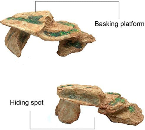 Tfwadmx Bearded Dragon Basking Platform, Resin Reptile Climbing Shale Step Ledge Ramp Rock Hideout Cave Terrarium Landscape Hiding Spot for Turtle Lizard Leopard Gecko Snake Chameleon Frog