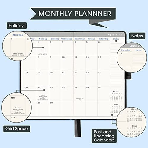2023-2025 Pocket Planner - Monthly Pocket Planner (36-Month) with 60 Notes Pages, Jan. 2023 - Dec. 2025, 6.2" x 4", 3 Year Monthly Planner with Contacts, Holidays and Pen Holder, Back Pocket - Black