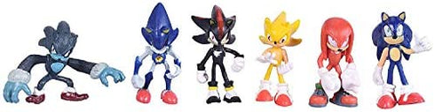 Classic Sonic and Friends 15 Piece Figure Play Set Featuring Sonic Figures, Themed Palm Trees and Sonic Themed Gems
