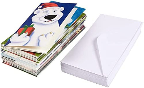 Best Paper Greetings Christmas Money and Gift Card Holders with Envelopes, Xmas Designs (3.6 x 7.25 In, 36 Pack)