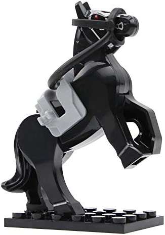 Feleph Black War Horses Set Animals Building Block Toys Ranch Farm Medieval Knight Accessories Compatible with Major Brands?5 PCS?