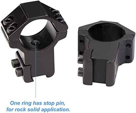 Modkin 1 Inch Dovetail Scope Rings, High Profile Scope Mount for 11mm Dovetail Rails -2 Pieces (One has Stop pin)
