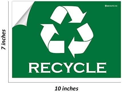 IGNIXIA Pack of 02 Recycle Sign Decals self Adhesive - Recycling Stickers Large 10 x 7 Inches Recycle Sticker for Trash can - Recycle Labels (Green)