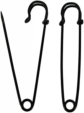 BESTCYC 10pcs Black Safety Pins Extra Large 10.1cm x 22mm Heavy Duty Stainless Steel Safety Pins for Blankets, Skirts, Kilts, Knitted Fabric ,Crafts