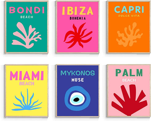 Preppy Room Decor Aesthetic Canvas Wall Art Prints - Set of 6 Preppy Decor, Preppy Stuff Preppy Things(UNFRAMED) (8x10)