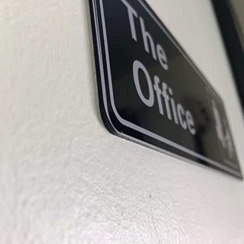 The Office Sign, Black and White Acrylic Sign for Mens Home Office Business Decor, The Office Merchandise TV Show Official Logo Sign Gift, The Office Self Adhesive Plastic Plaque for Door Wall, 9 x 3"