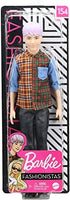 Barbie Ken Fashionistas Doll #154 with Sculpted Purple Hair Wearing a Color-Blocked Plaid Shirt, Black Denim Pants & Boots, Toy for Kids 3 to 8 Years Old